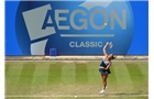 BIRMINGHAM, ENGLAND - JUNE 14: Barbora Zahlavova Strycova of Czech Republic in action against Casey Dellacqua of Australia on day six of the Aegon Classic at Edgbaston Priory Club on June 13, 2014 in Birmingham, England. (Photo by Tom Dulat/Getty Images)